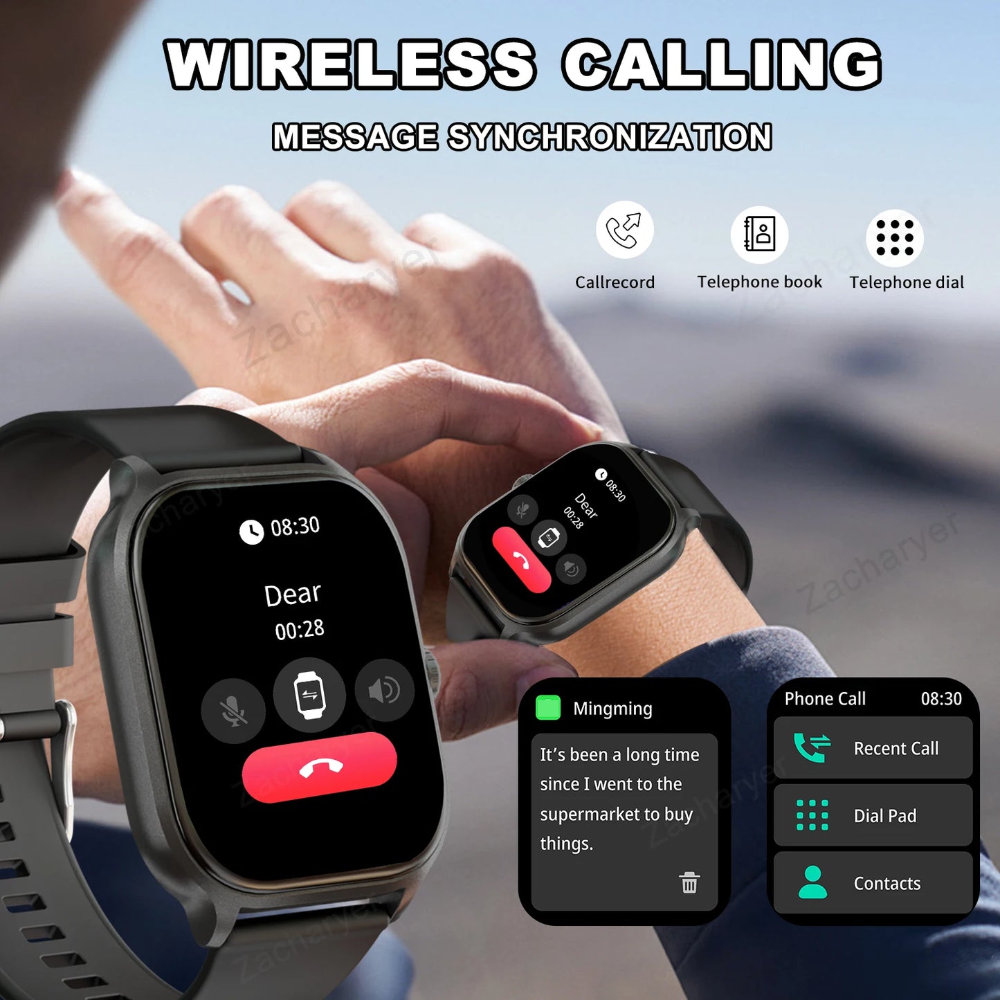 Smart watch with rejection for iPhone/Android