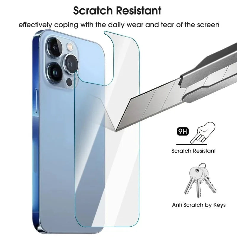 3PCS Back Screen Tempered Glass For iPhones 16 15 12 14 13 Pro Max 14 16 15 Plus 12 13