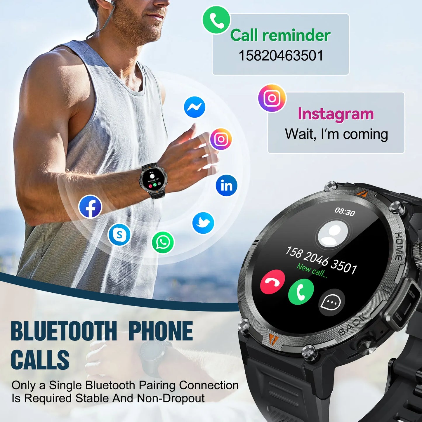 EIGIIS 2024 New KE3 Bluetooth Smart Watch