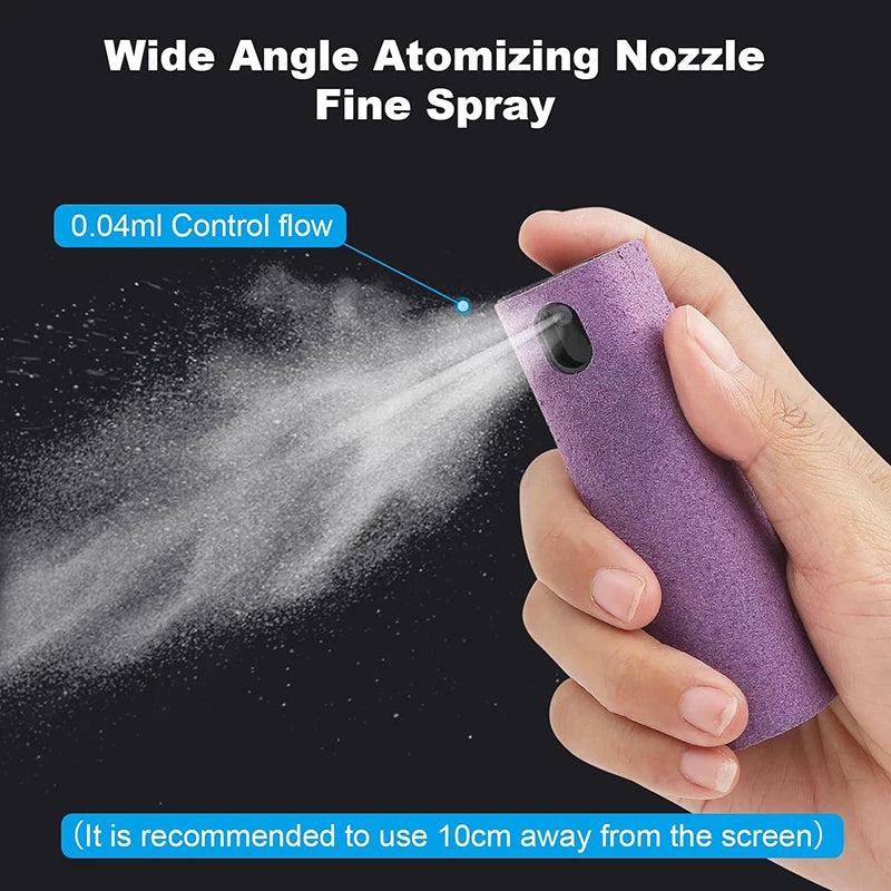 Mini Screen Cleaner Spray and Polishing Cloth Brush Set for Mobile Devices