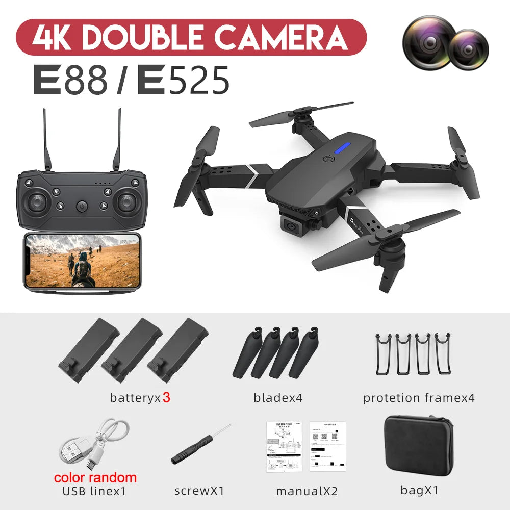 E88Pro RC Drone 4K With 3 Batteries