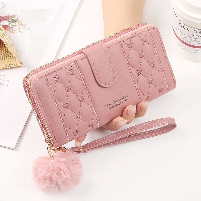 Womens Long Wallet Pu Leather Cell Phone Wristlet Handbag