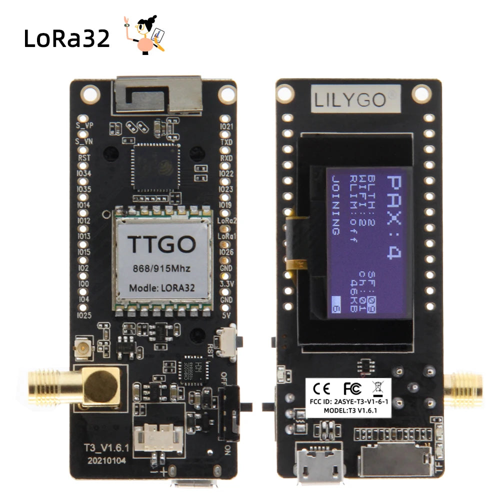 LILYGO® LoRa32 V2.1 ESP32 Development Board
LILYGO® LoRa32 V2.1 ESP32 LoRa Development Board, SX1276 SX1278 Module, 433MHz 868MHz 915MHz, 0.96 Inch OLED, DIY WIFI Bluetooth