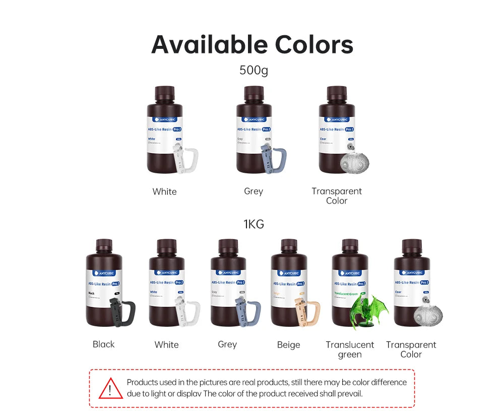 ANYCUBIC ABS Pro 2 Resin 405nm Photosensitive Polyresin High Precision with Minimal Shrinkage for LCD 3D Printer