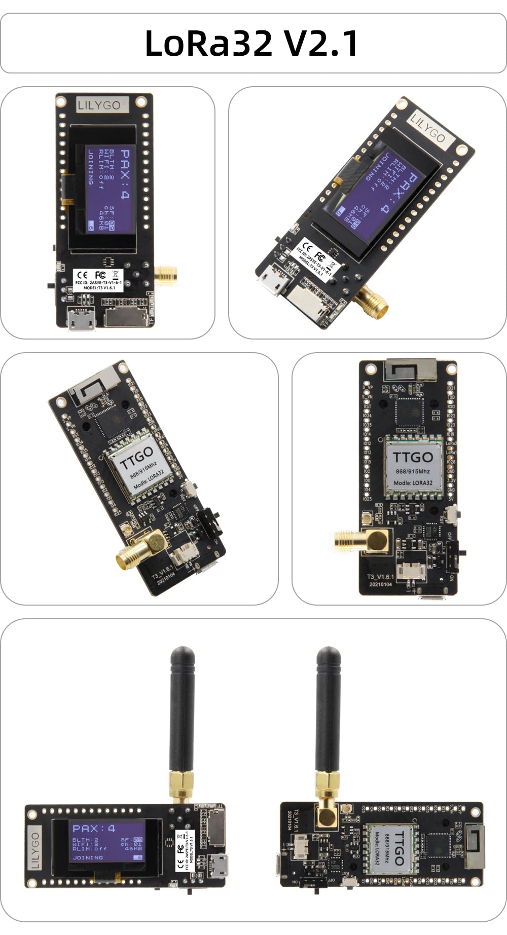 LILYGO® LoRa32 V2.1 ESP32 Development Board
LILYGO® LoRa32 V2.1 ESP32 LoRa Development Board, SX1276 SX1278 Module, 433MHz 868MHz 915MHz, 0.96 Inch OLED, DIY WIFI Bluetooth