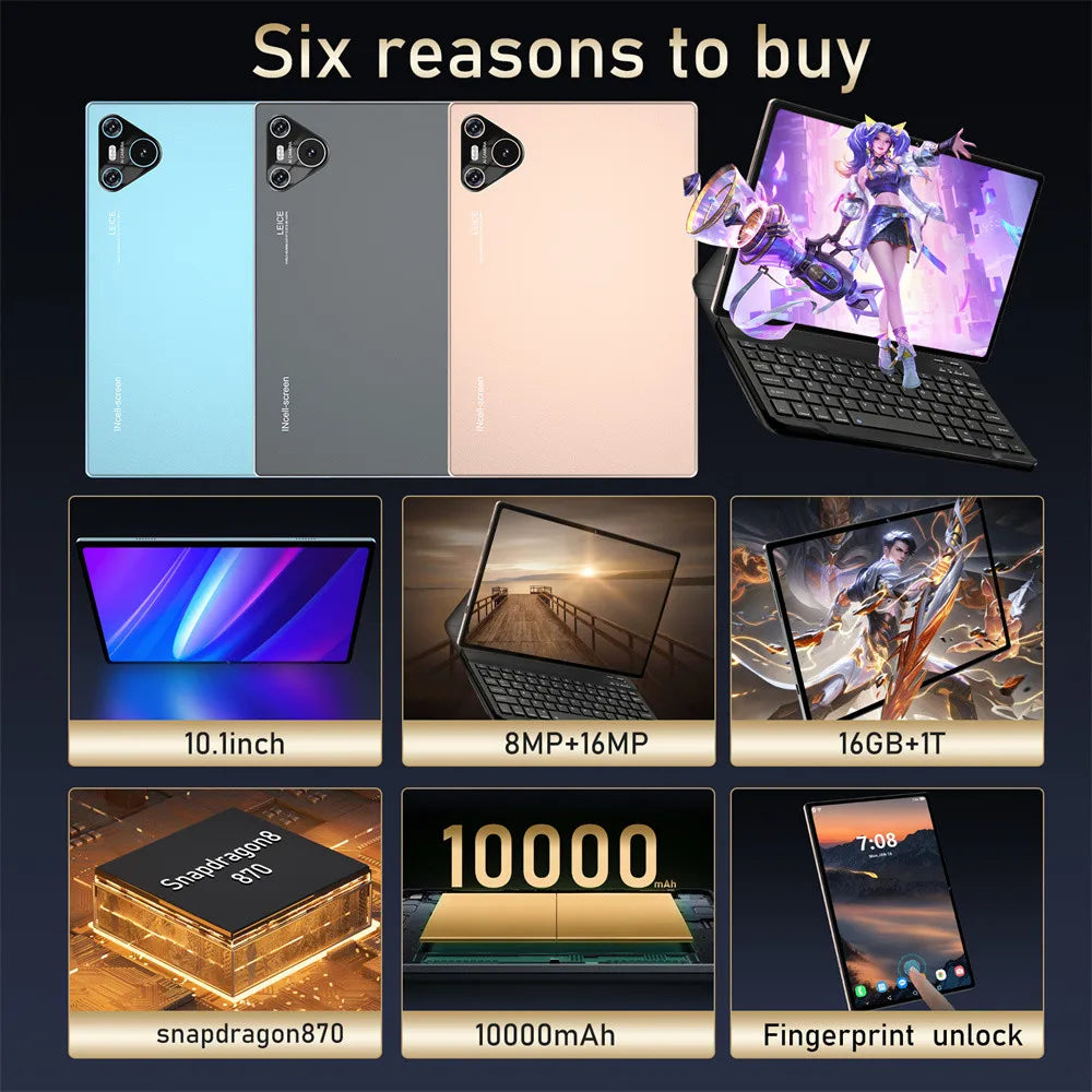 16 Pro Tablet 10inch Android Snapdragon 870 Tablet