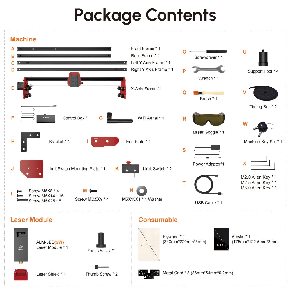 AlgoLaser DlY KlT 5W 10W Laser Engraver Cutter Support WI-FI And Emergency Stop Support Mobile App Carving Speed Up To12000mm/m