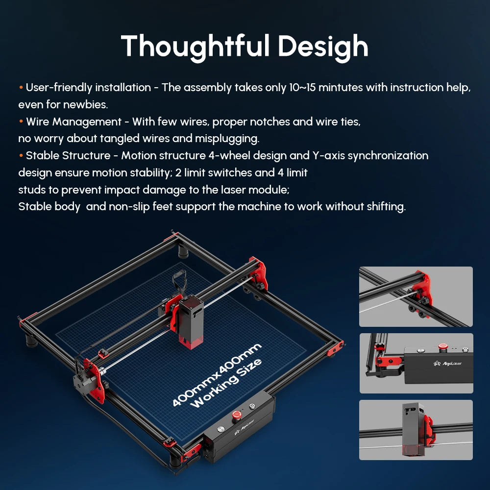 AlgoLaser DlY KlT 5W 10W Laser Engraver Cutter Support WI-FI And Emergency Stop Support Mobile App Carving Speed Up To12000mm/m