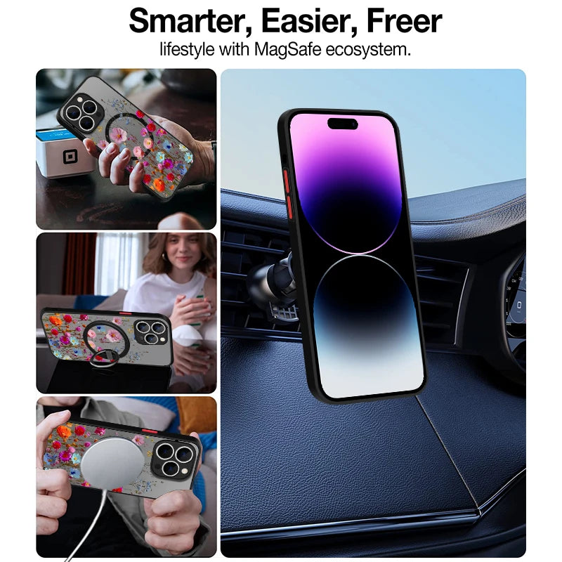 Magnetic Colorful Flower Phone Case For iPhone 11+