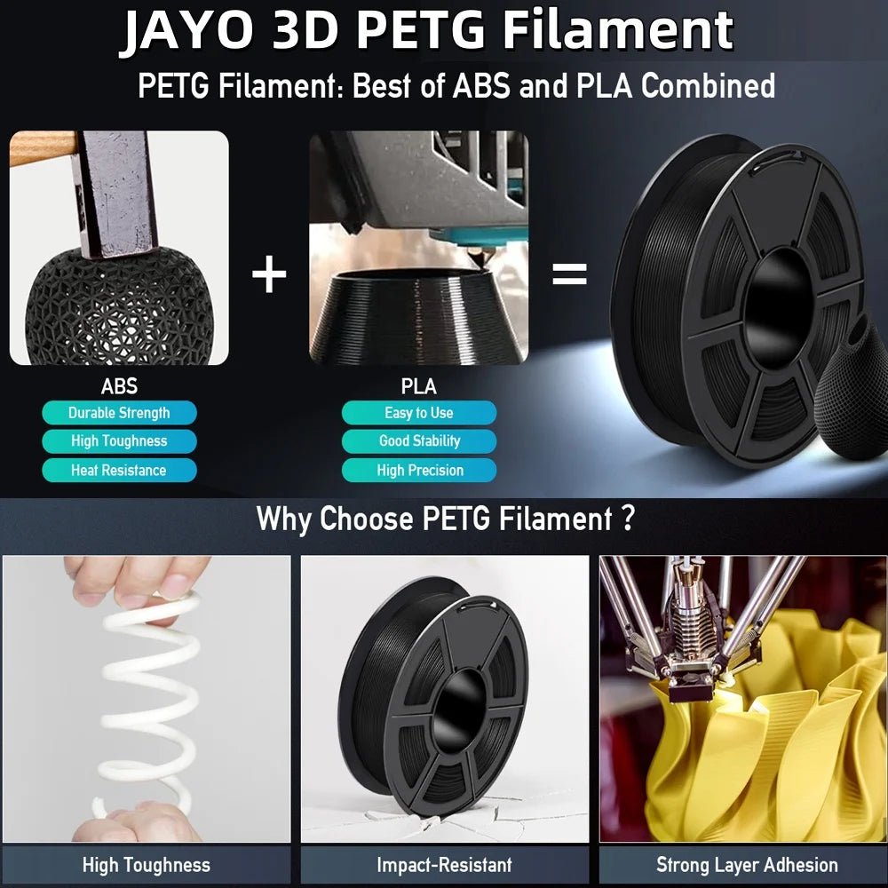 JAYO 3D PETG / HS Matte PETG / HS PLA matte  Printer Filament 1.75mm 3D Printer Filament 1.1KG/Roll Neatly Wound PLA for 3D