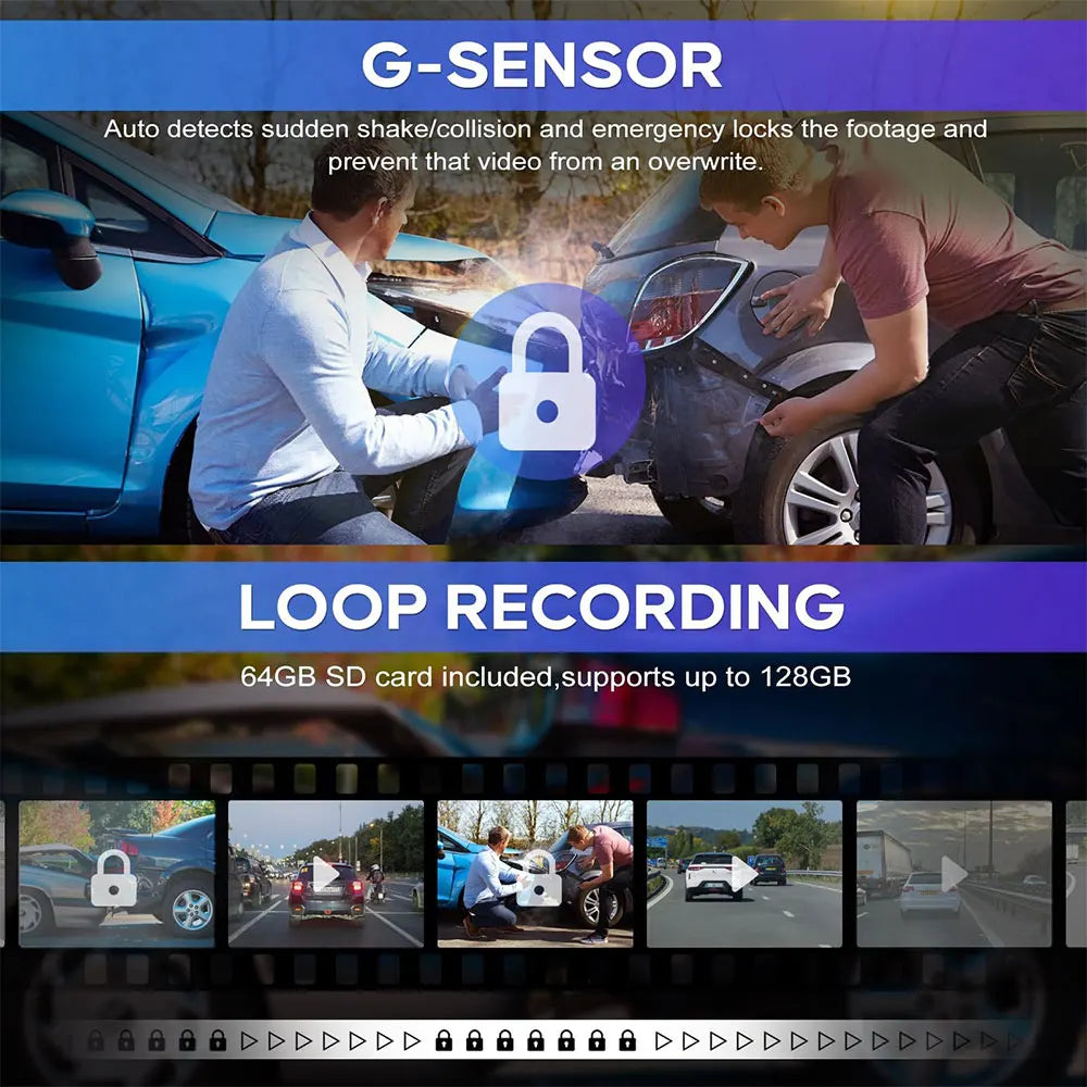 Car Dash Cam with 24h Parking Monitor