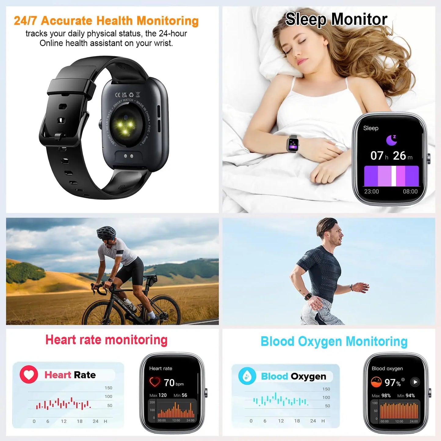 Smart Watch, 1.91", 110+ Sport Modes, Heart Rate and Sleep Monitoring