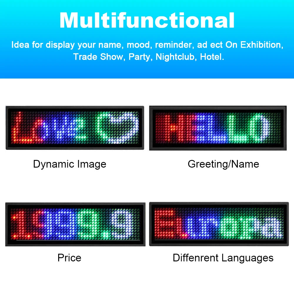 Bluetooth Programmable LED Digital Badge