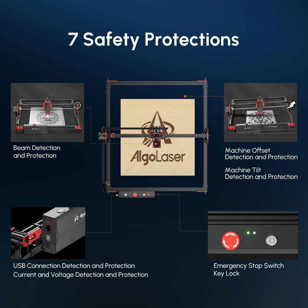 AlgoLaser DlY KlT 5W 10W Laser Engraver Cutter Support WI-FI And Emergency Stop Support Mobile App Carving Speed Up To12000mm/m