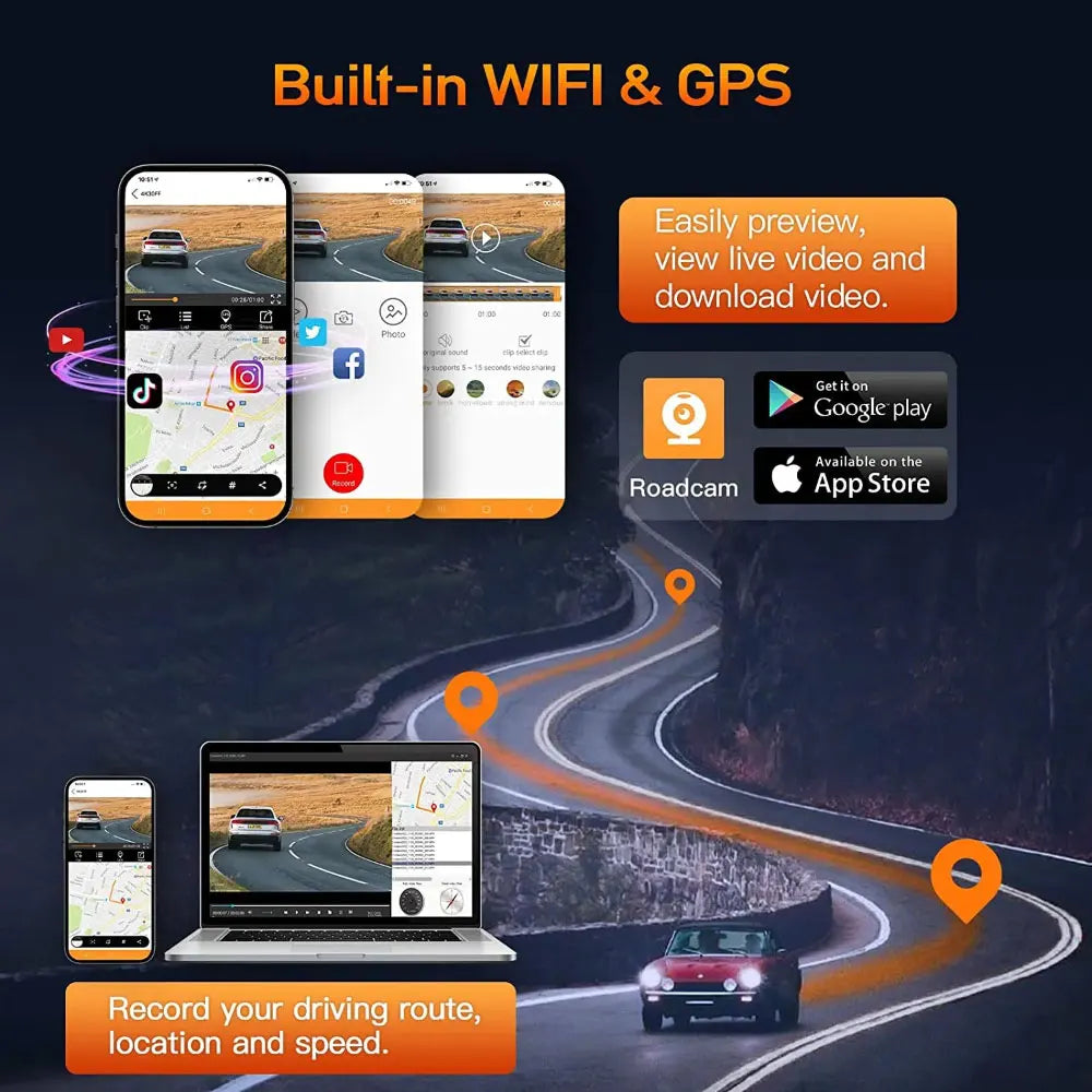 Car Dash Cam with 24h Parking Monitor