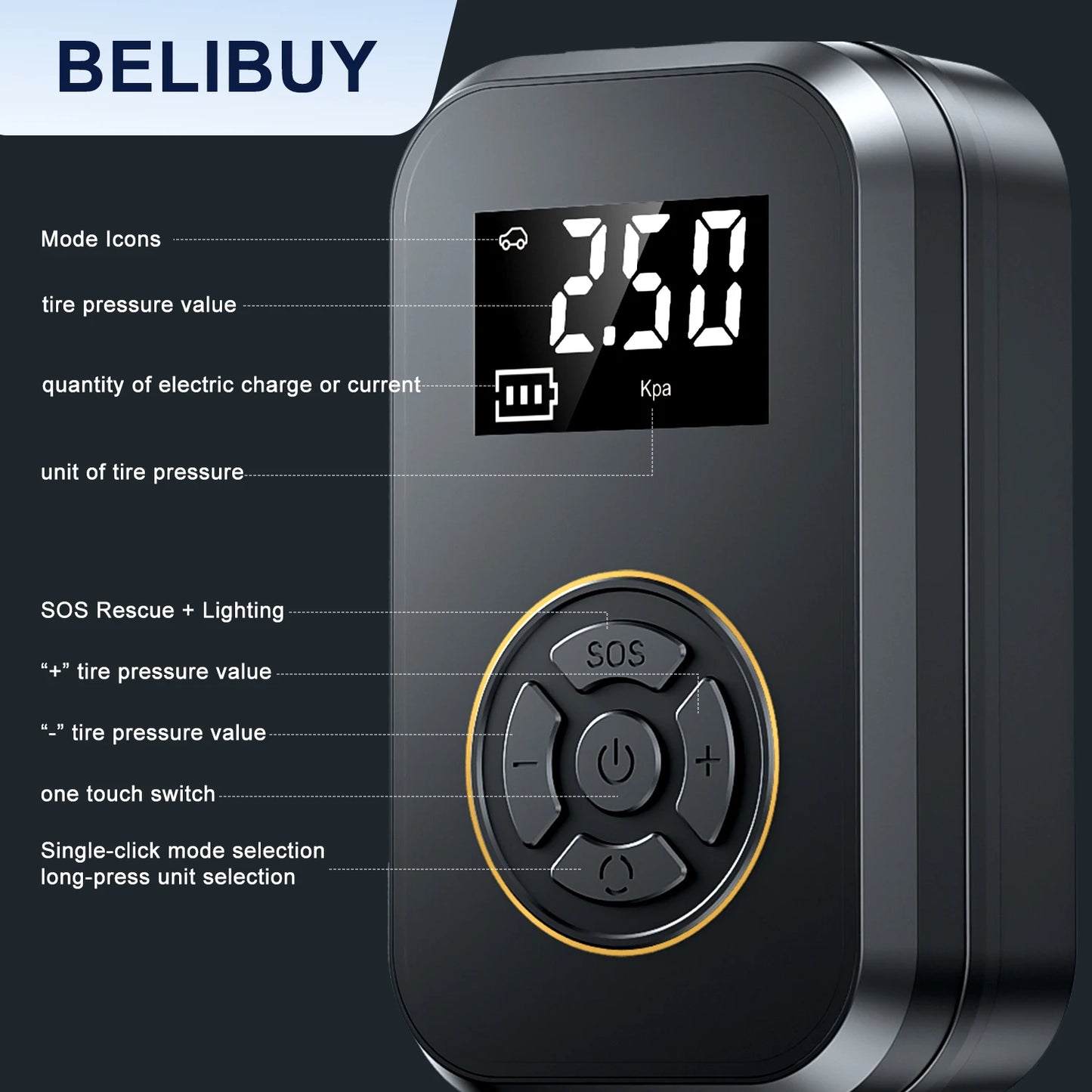BELIBUY Mini Portable Tire Inflator Pump