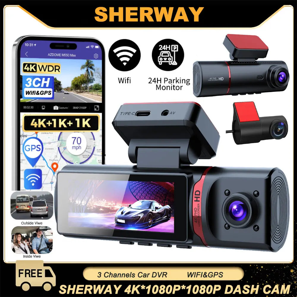 Car Dash Cam with 24h Parking Monitor