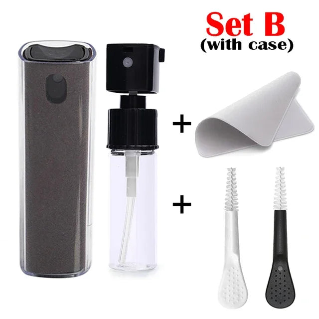 Mini Screen Cleaner Spray and Polishing Cloth Brush Set for Mobile Devices