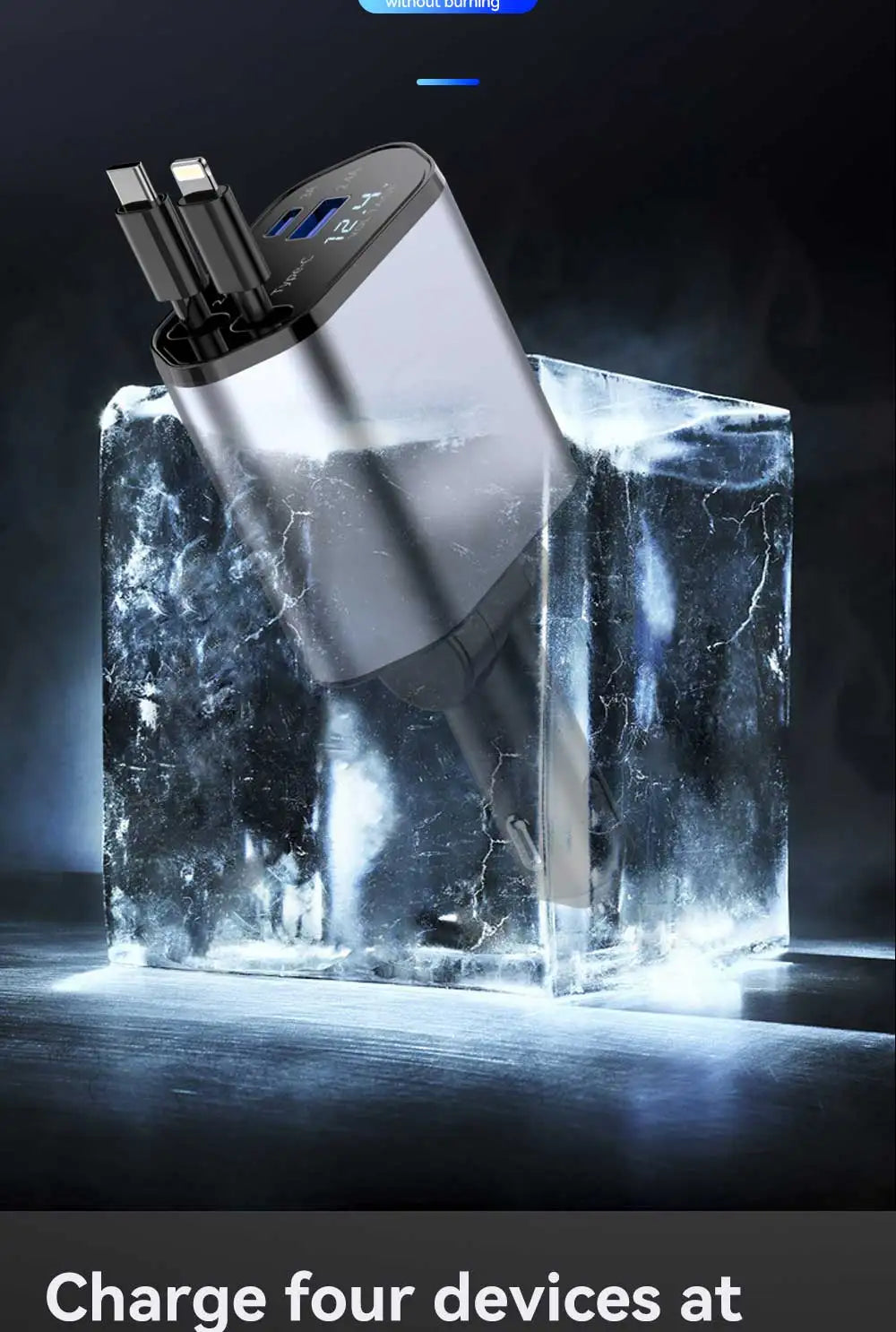 120W 4 in 1 Retractable Car Charger