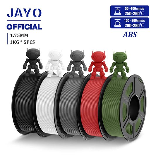 JAYO ABS Filament 5Rolls ABS 3D Filament 1.75mm 1KG 3D Printer Filament For FDM 3D Printers & 3D Pen Highly Resistant Durable