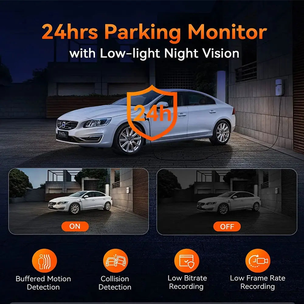 Car Dash Cam with 24h Parking Monitor
