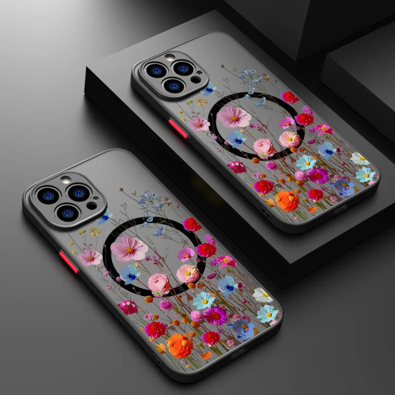 Magnetic Colorful Flower Phone Case For iPhone 11+