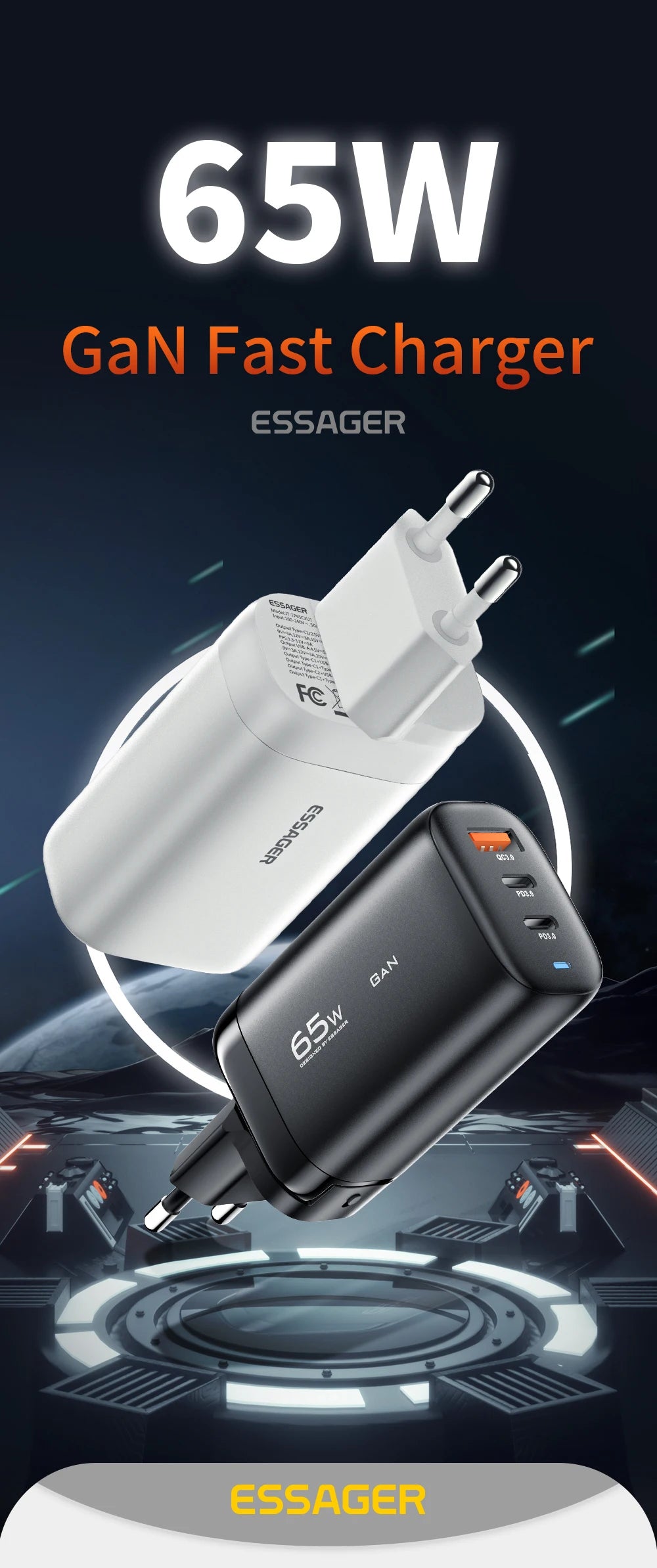 Essager 65W GaN USB Type C Charger