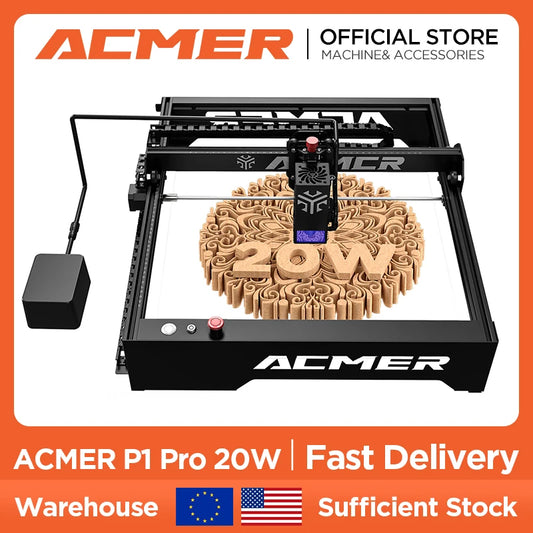 ACMER P1 20W Laser Engraver APP Wifi Control Carve Glass Metal Wood Leather Cutting Machine Woodworking Tools CNC Router Machine