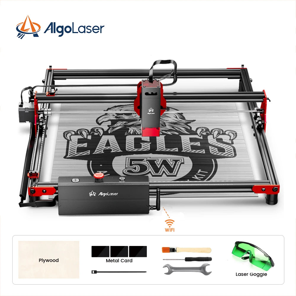 AlgoLaser DlY KlT 5W 10W Laser Engraver Cutter Support WI-FI And Emergency Stop Support Mobile App Carving Speed Up To12000mm/m