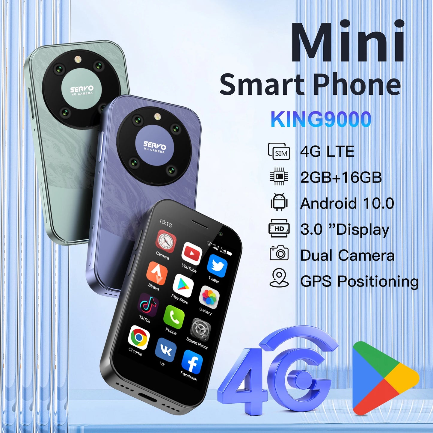 SERVO KING 9000 3.0" HD Mini Smartphone
