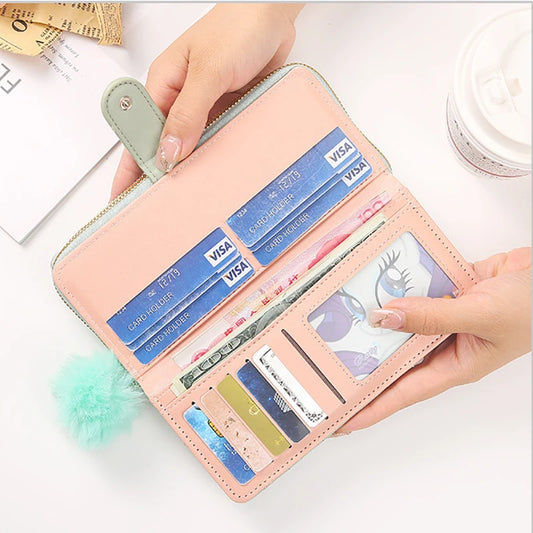 Womens Long Wallet Pu Leather Cell Phone Wristlet Handbag