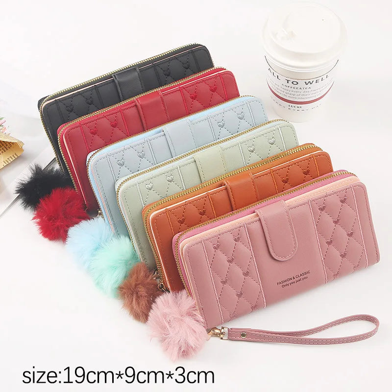 Womens Long Wallet Pu Leather Cell Phone Wristlet Handbag