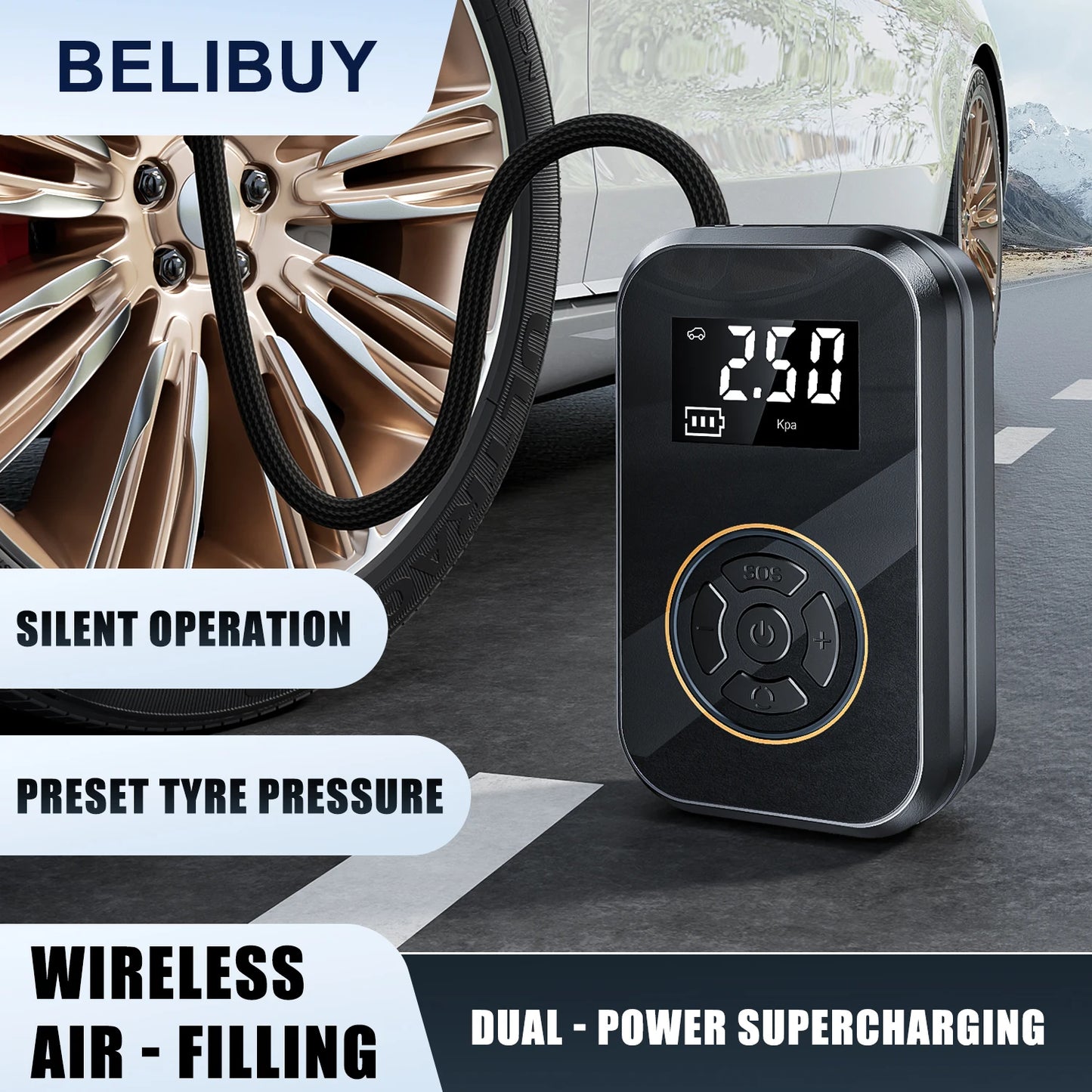 BELIBUY Mini Portable Tire Inflator Pump
