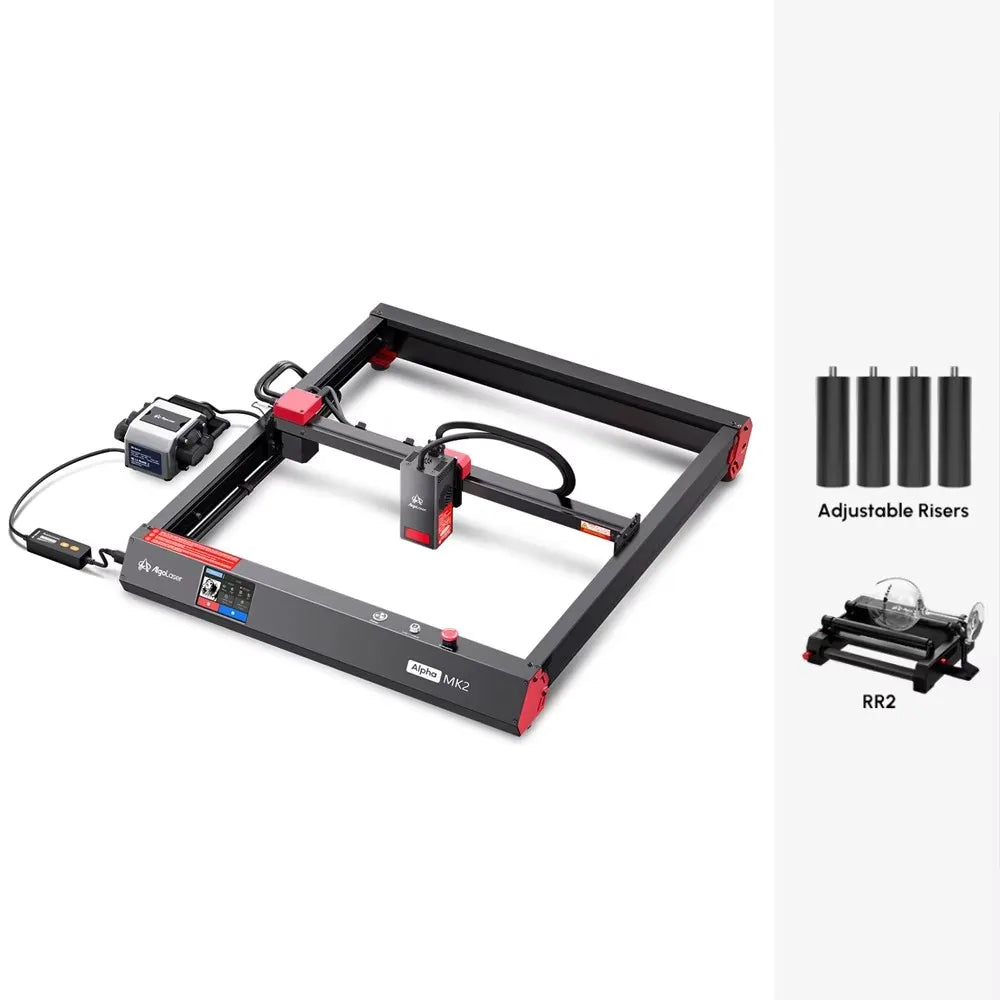 AlgoLaser Alpha MK2 20W Powerful Laser Engraver Set CNC Laser Cutter DIY Tools with Air Pump Honeycomb Work Table Rotary Roller