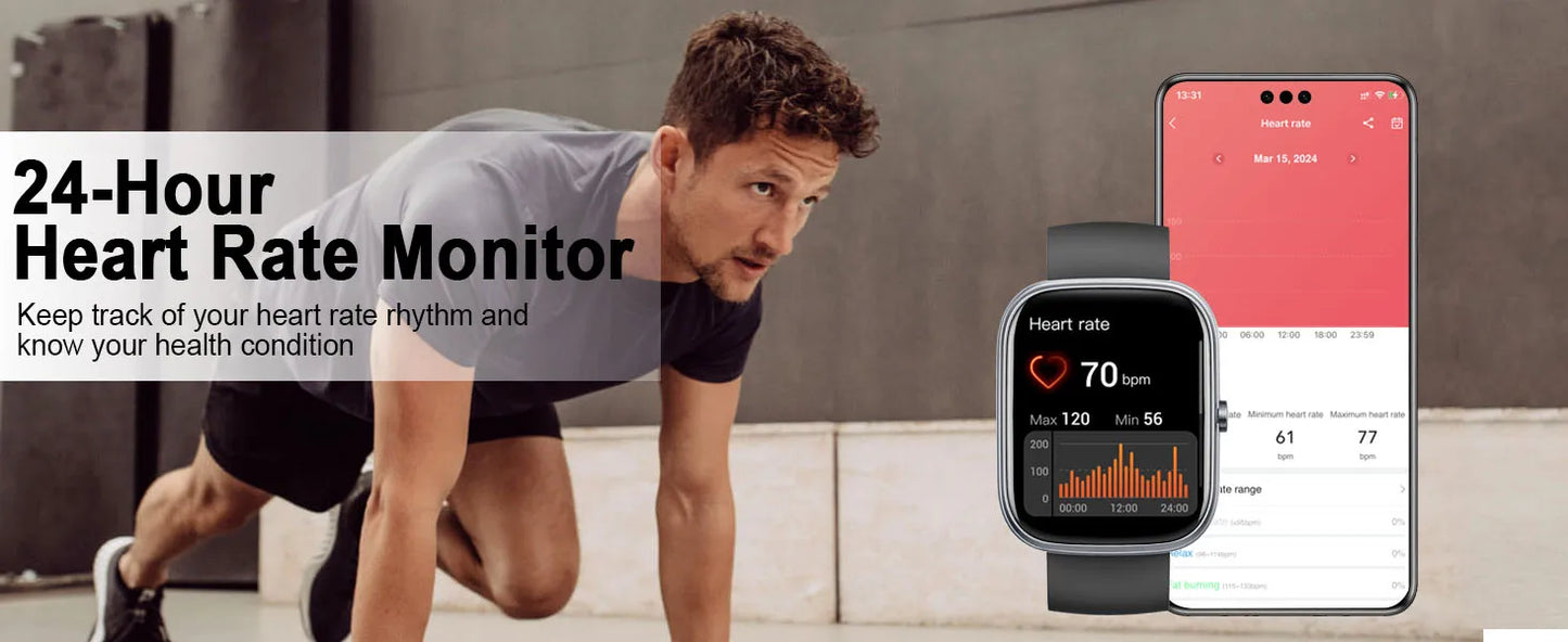 Smart Watch, 1.91", 110+ Sport Modes, Heart Rate and Sleep Monitoring