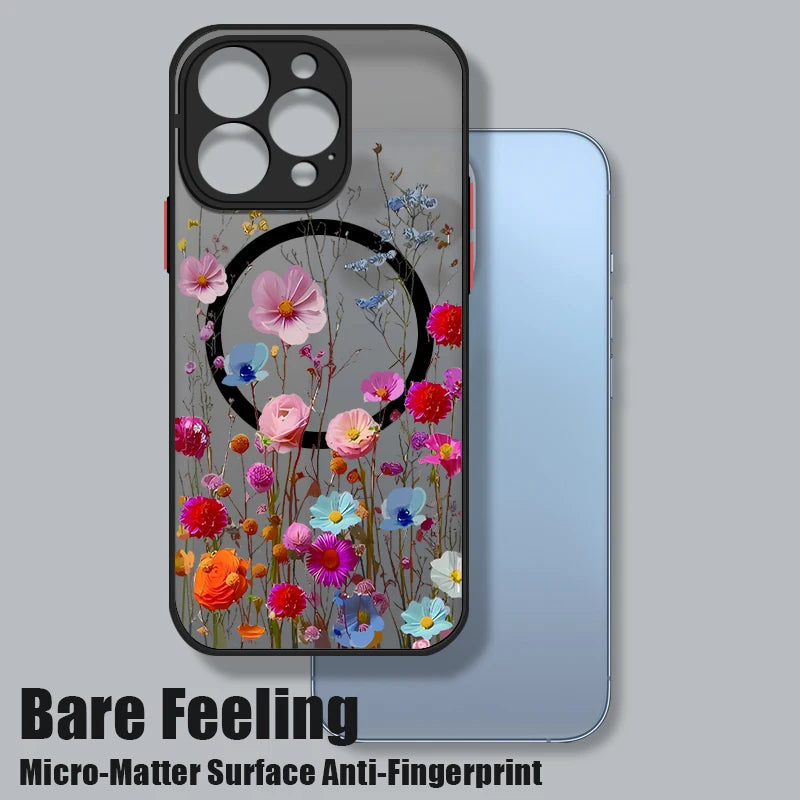 Magnetic Colorful Flower Phone Case For iPhone 11+