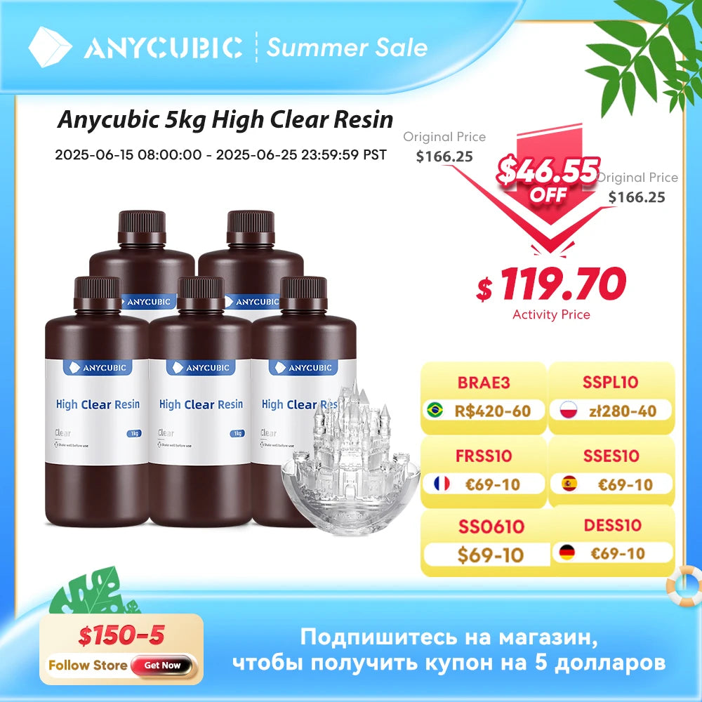 ANYCUBIC High Transparency UV Resin  3d Printing Clear Materials