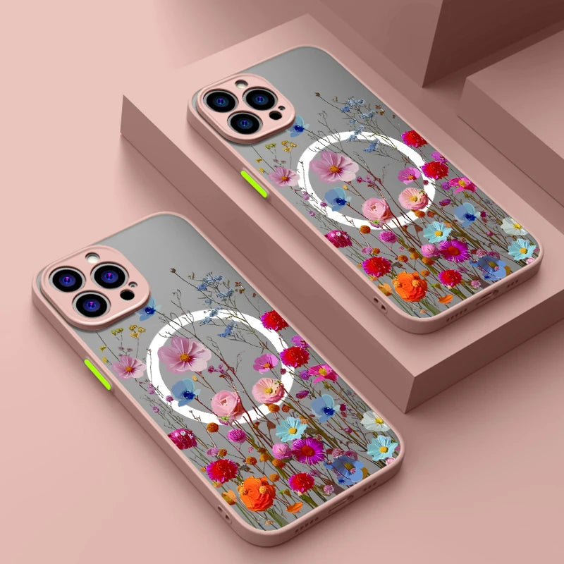 Magnetic Colorful Flower Phone Case For iPhone 11+